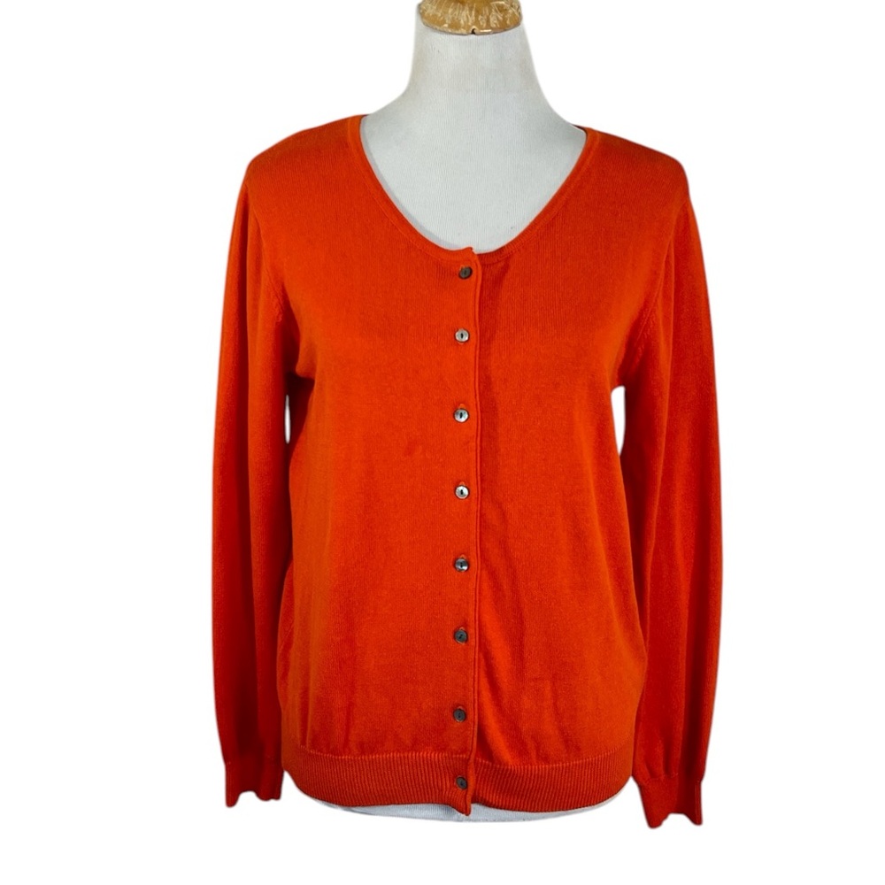 House of Bruar Munrospun Pure Cotton Cardigan Sweater in Orange Size Medium